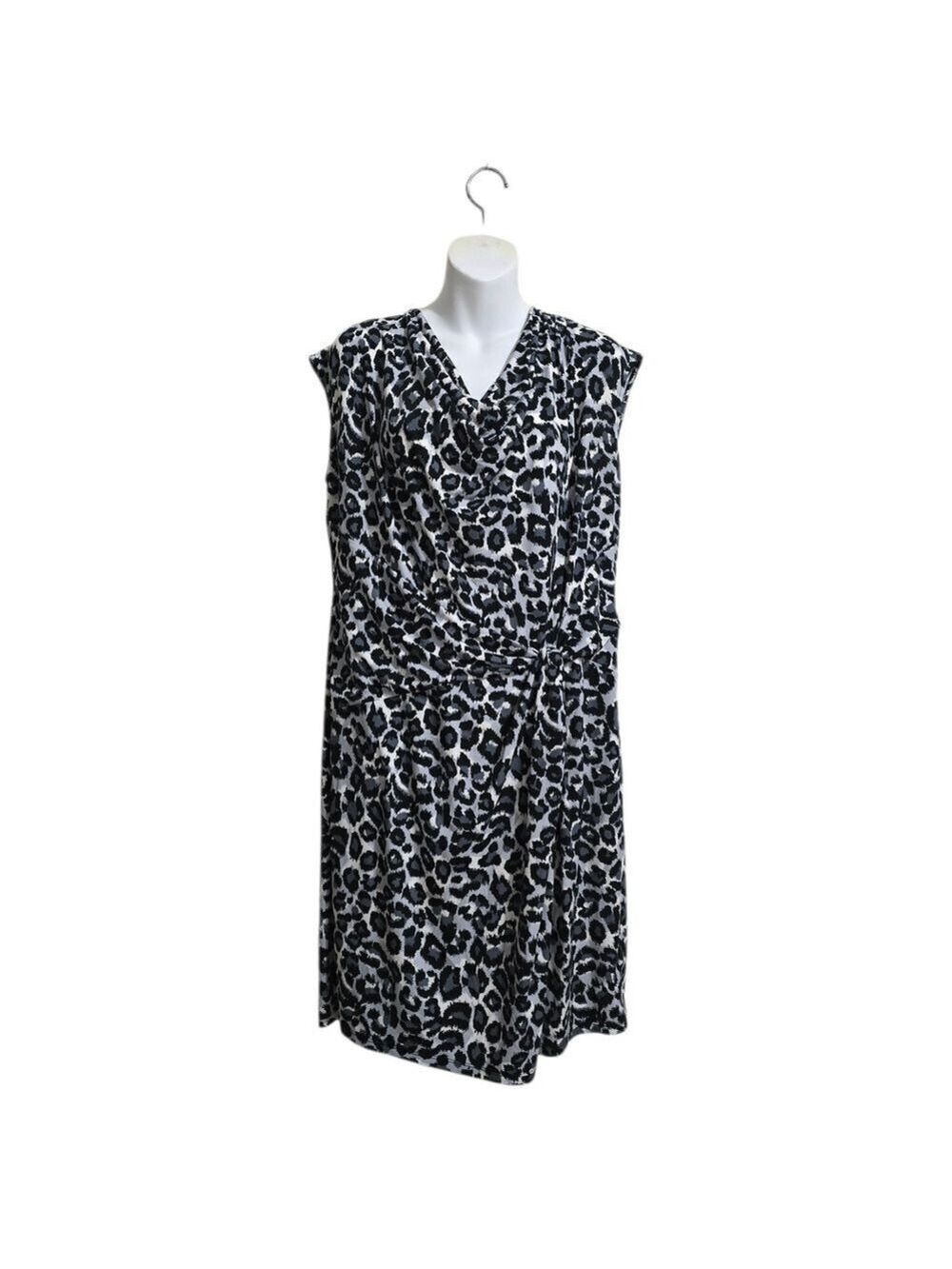 Michael Kors Cowl Neck Cap Sleeve Ruched Waist Knee Length Dress Sz XL